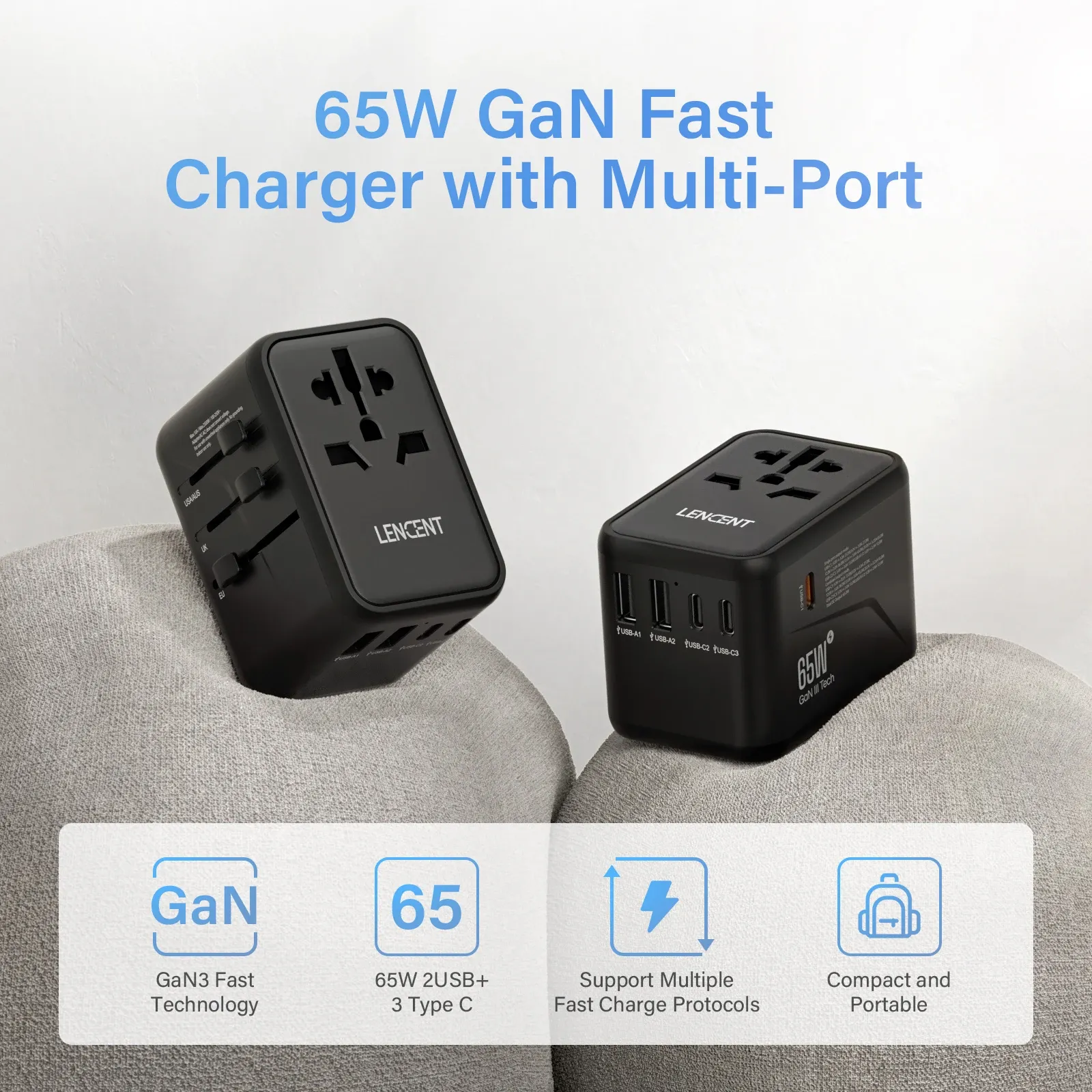 Adaptateur de voyage compact en situation