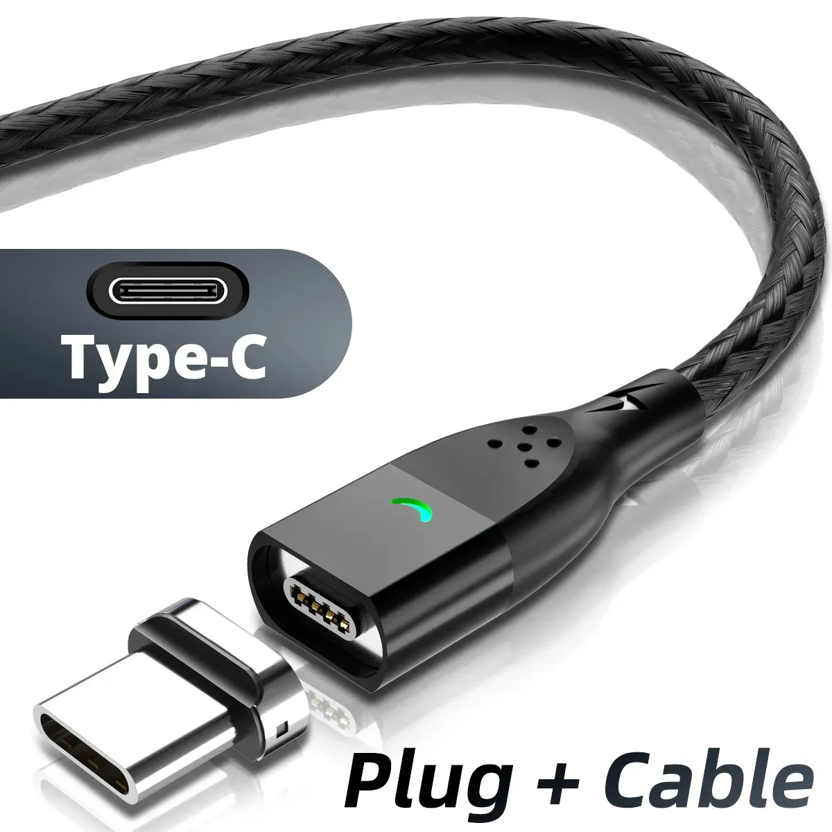 Câble magnétique USB 3A à charge rapide, avec connecteur USB-C et Micro USB 7