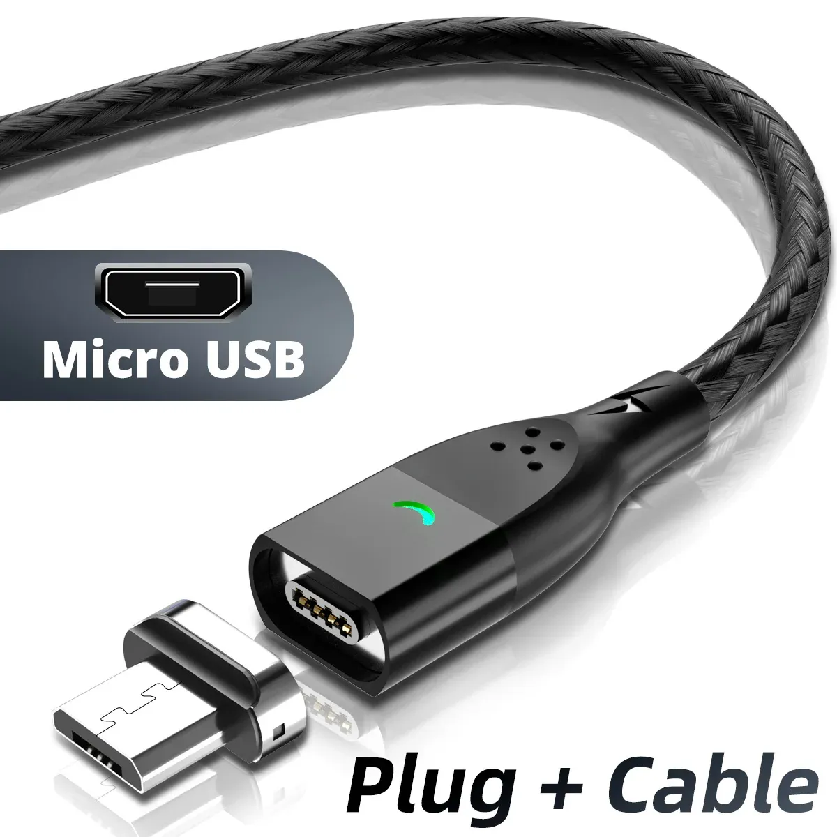 Câble magnétique USB 3A à charge rapide, avec connecteur USB-C et Micro USB 13