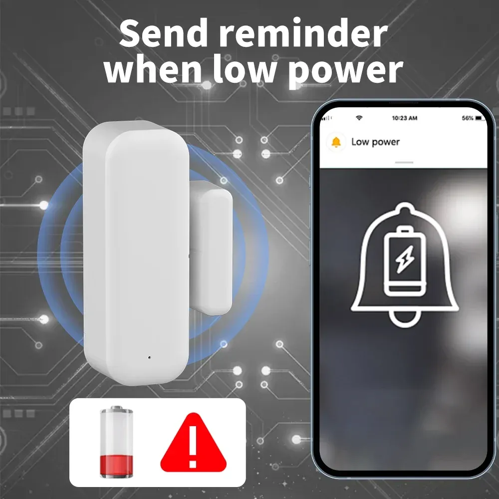 Capteur de porte et fenêtre WiFi Tuya, détecteur sans fil pour maison intelligente, compatible application Smart Life, commande vocale Alexa et Google Home 5