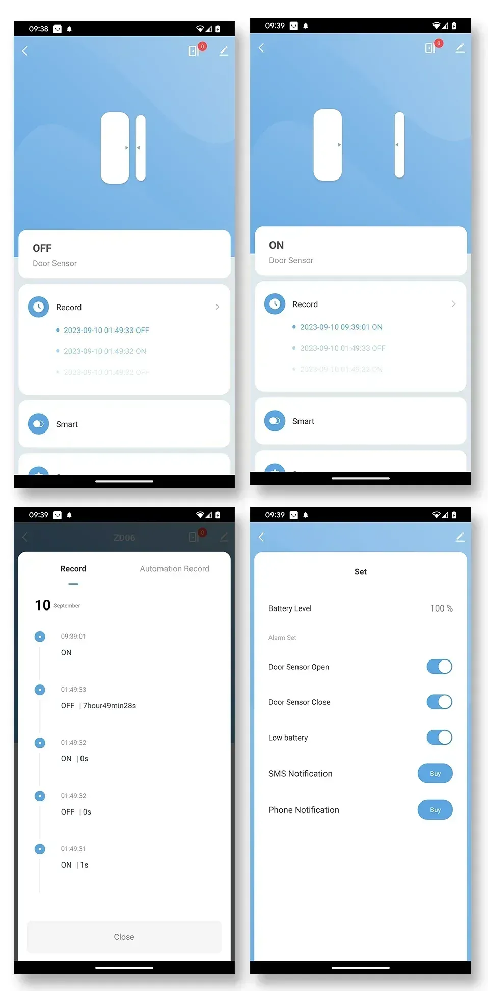 Page principale de l'application