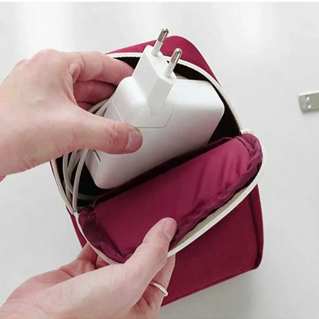 Sac de rangement portable pour accessoires de voyage, câbles et batterie externe USB 3