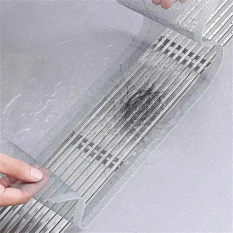 Crépine de douche découpable 5/7/10 m, auto-adhésive, filtre à cheveux jetable en maille pour sol de salle de bain et cuisine 5