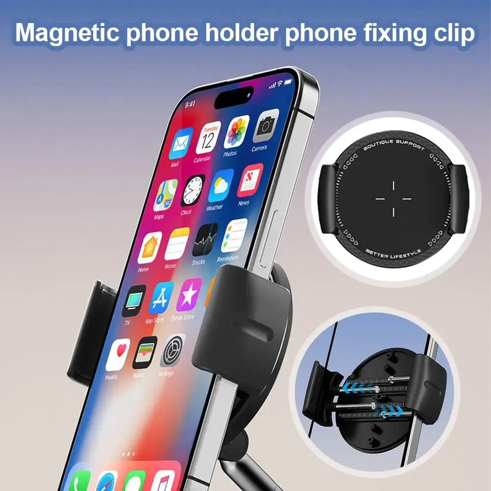 Support de téléphone magnétique universel pour voiture, fixation à clip pour iPhone et Samsung 4