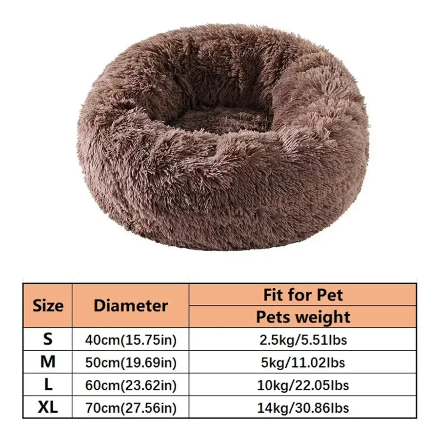 Coussin de couchage rond en forme de donut pour chiens et chats, en peluche chaude et douce, lavable 10