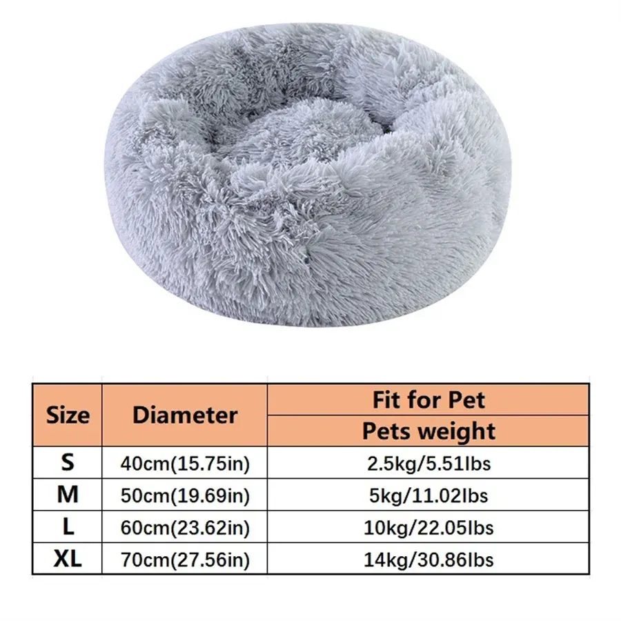 Coussin de couchage rond en forme de donut pour chiens et chats, en peluche chaude et douce, lavable 7