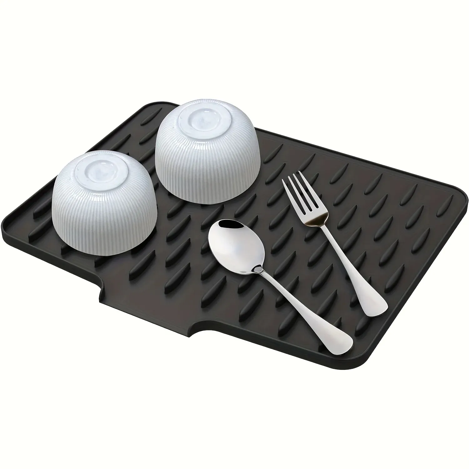Tapis d'égouttage de cuisine en silicone à système de drainage intégré, facile à nettoyer, idéal pour plans de travail, éviers et réfrigérateurs 5