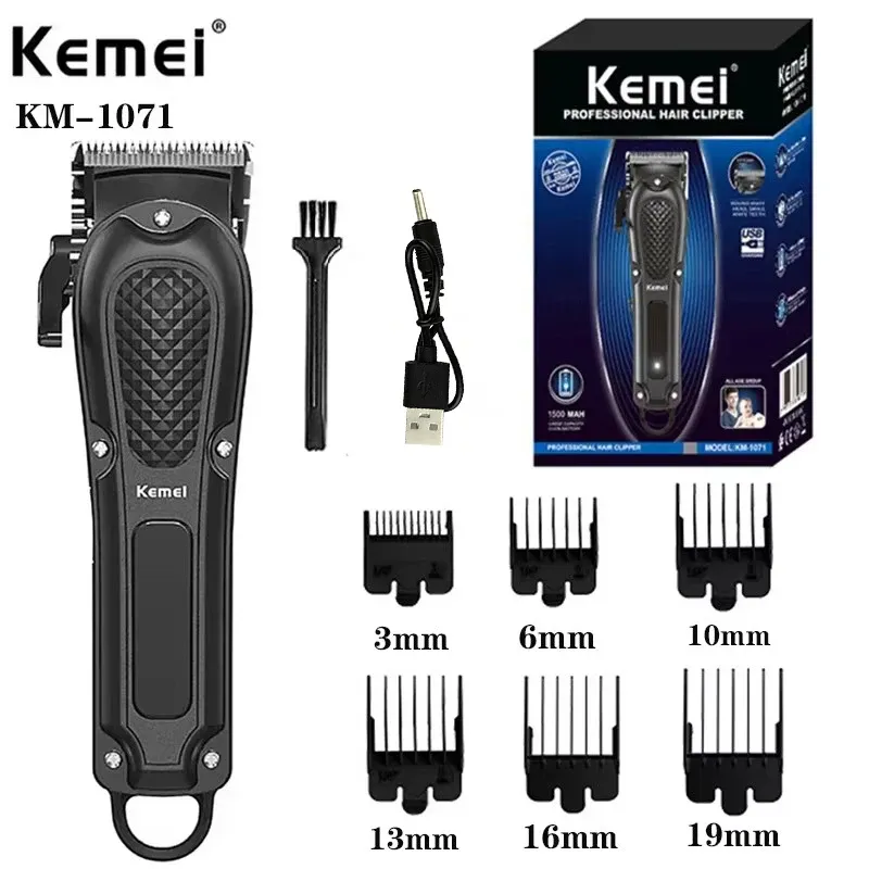 Tondeuse à cheveux Kemei 1071 rechargeable par USB, sans fil, pour homme 7
