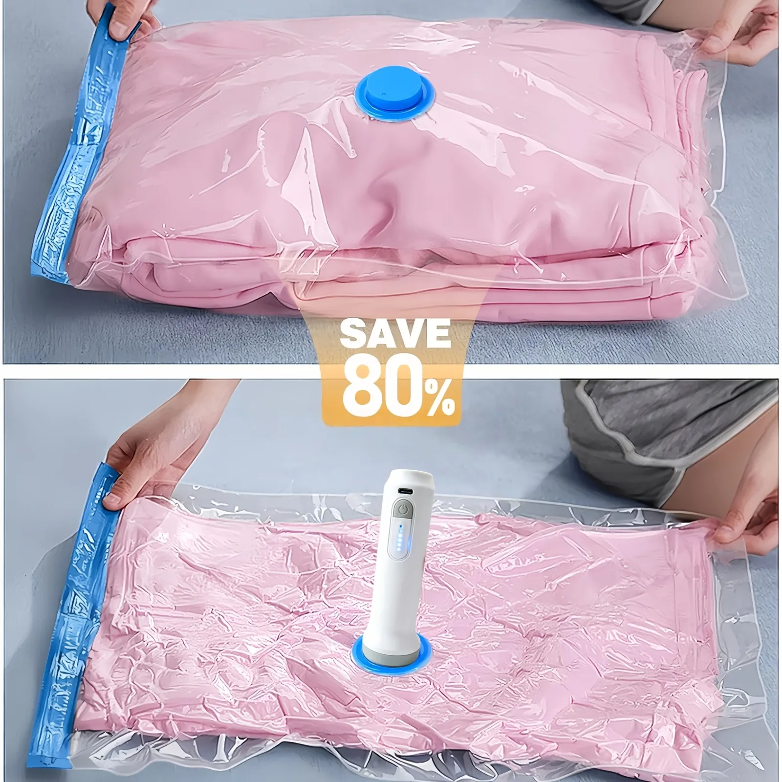 Vêtements rangés dans un sac sous vide
