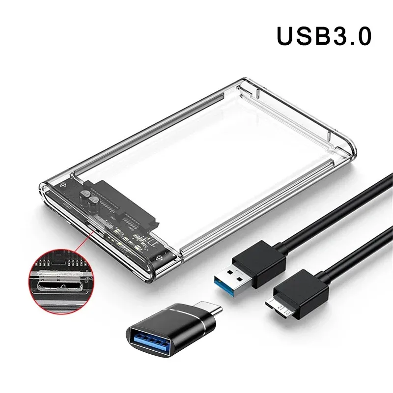 Boîtier de disque dur externe transparent USB 3.0 / USB Type-C vers SATA III, 2,5 pouces, compatible SSD et HDD SATA, prise en charge UASP 11