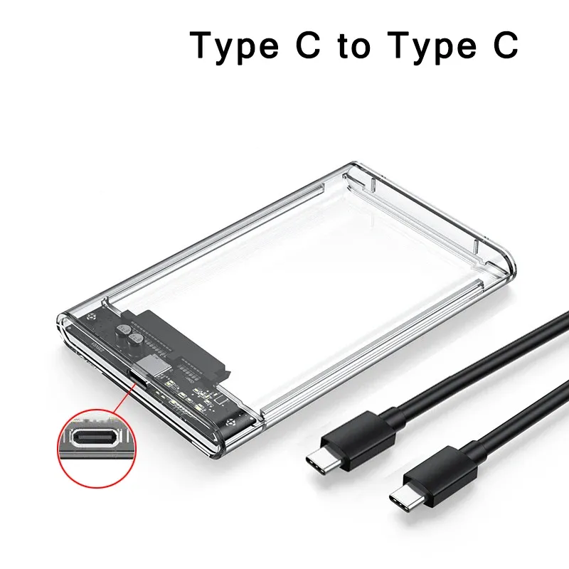 Boîtier de disque dur externe transparent USB 3.0 / USB Type-C vers SATA III, 2,5 pouces, compatible SSD et HDD SATA, prise en charge UASP 9