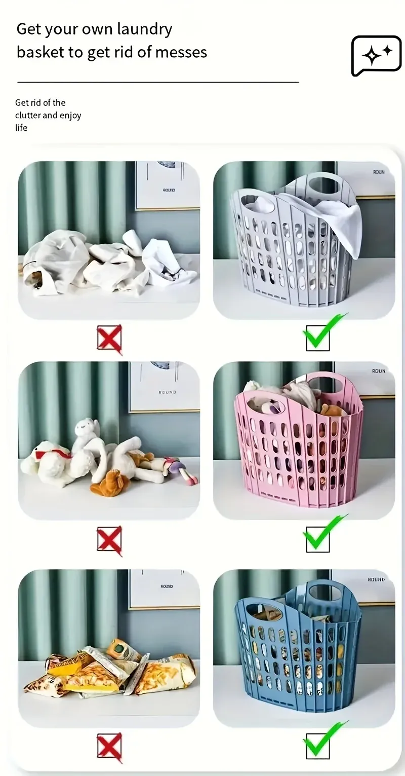 Panier à linge pliable moderne sous différents angles