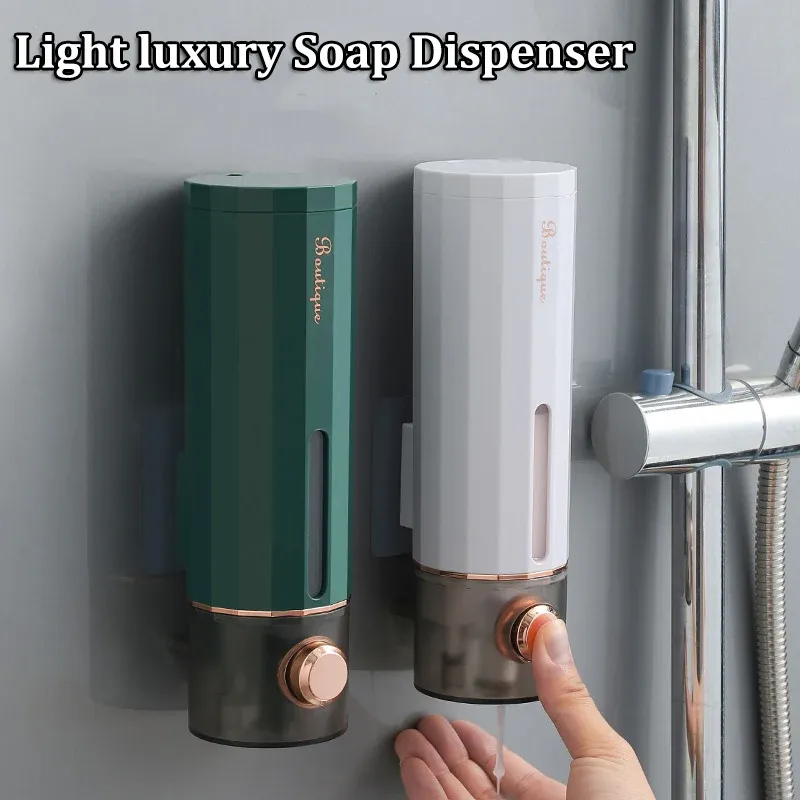 Distributeur de savon mural sans perçage pour désinfectant, gel douche et shampoing, pour maison et hôtel - Image 1
