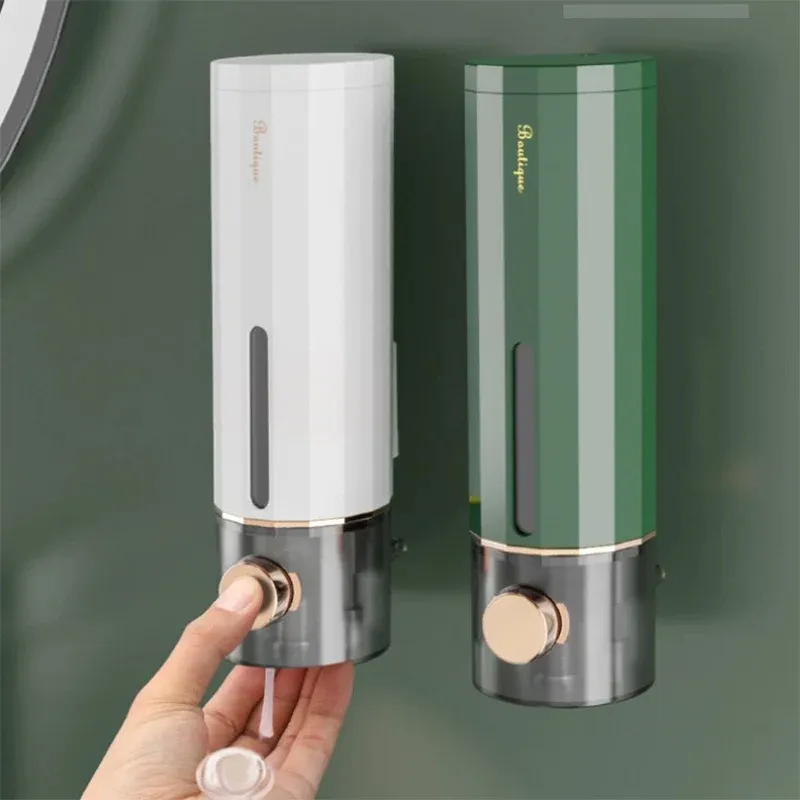 Distributeur de savon mural sans perçage pour désinfectant, gel douche et shampoing, pour maison et hôtel 5