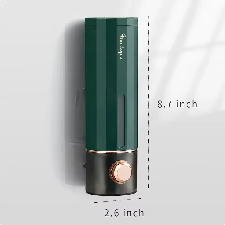 Distributeur de savon mural sans perçage pour désinfectant, gel douche et shampoing, pour maison et hôtel 6