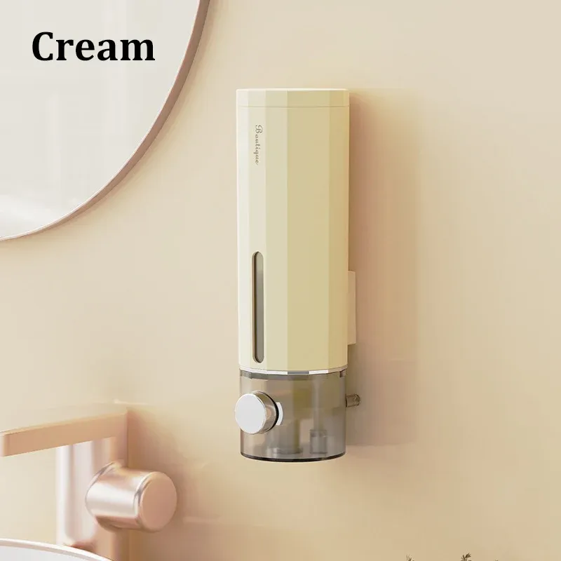 Distributeur de savon mural sans perçage pour désinfectant, gel douche et shampoing, pour maison et hôtel 8