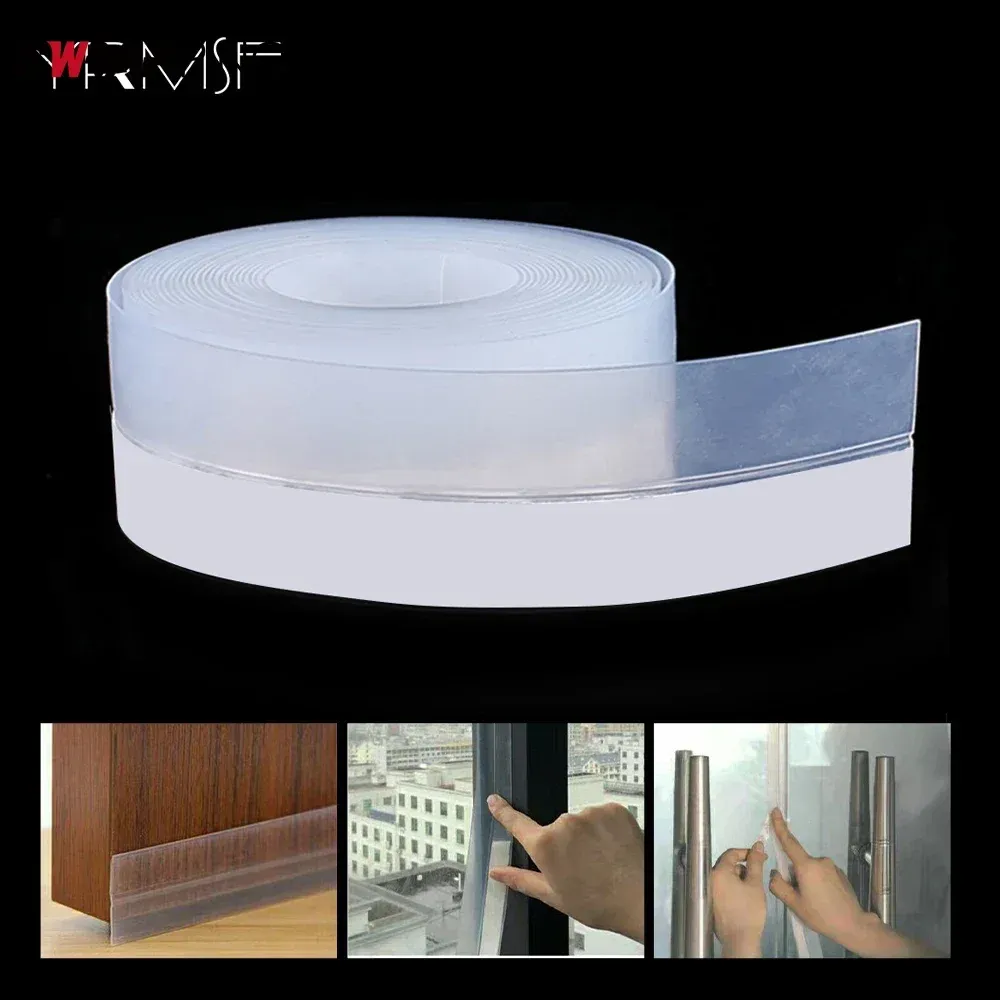 Bas de porte en silicone avec bande d'étanchéité pour portes et fenêtres, coupe-froid anti-courants d'air
