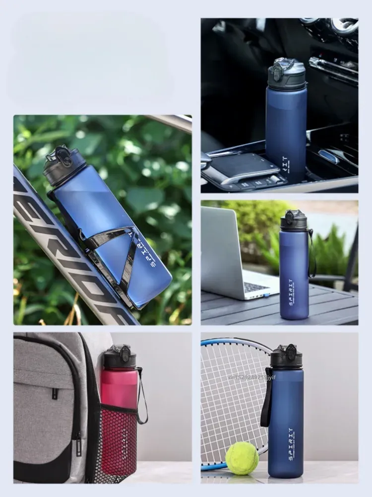 Gourde 750 ml avec paille et repères horaires, en plastique étanche, pour la salle de sport, les voyages et les sports de plein air 5