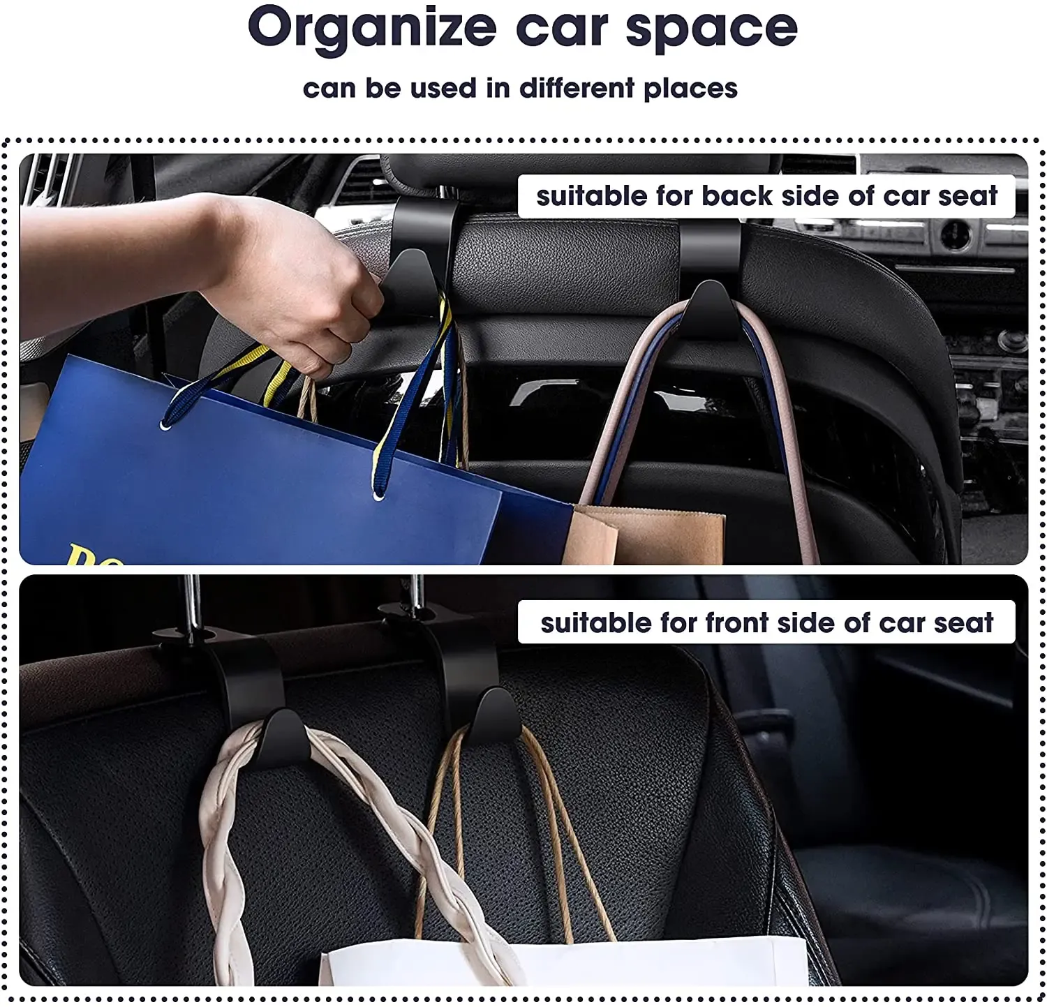 Crochet universel pour appui-tête de voiture, organisateur intérieur pour sac à main 4