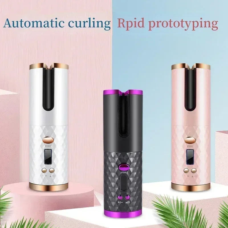 Bigoudis automatiques sans fil portables, 3 coloris, chargement USB, fer à friser anti-brûlure pour le coiffage - Image 1