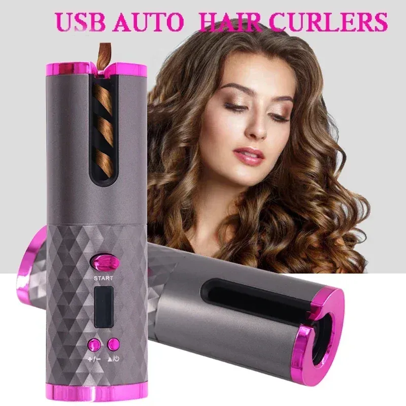 Bigoudis automatiques sans fil portables, 3 coloris, chargement USB, fer à friser anti-brûlure pour le coiffage 2
