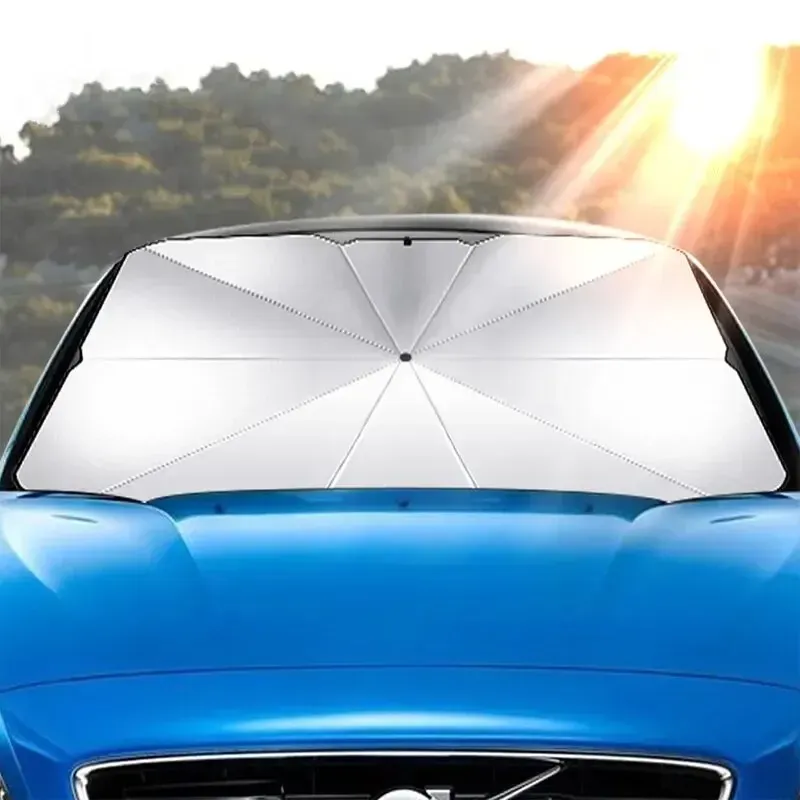 Pare-soleil pliant pour pare-brise de voiture, protection solaire d'été 4