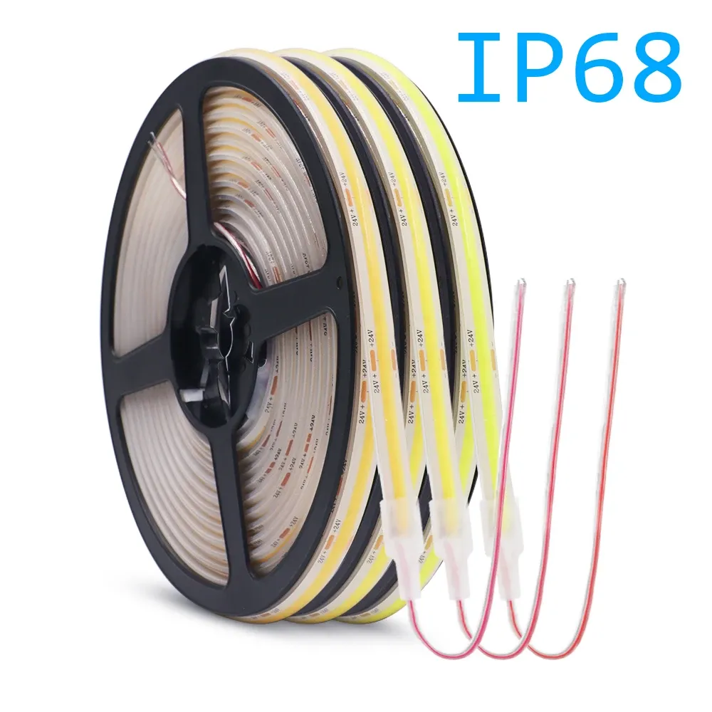Bande LED COB 12 V / 24 V IP68 étanche, flexible, 320 LED, éclairage haute densité - Image 1