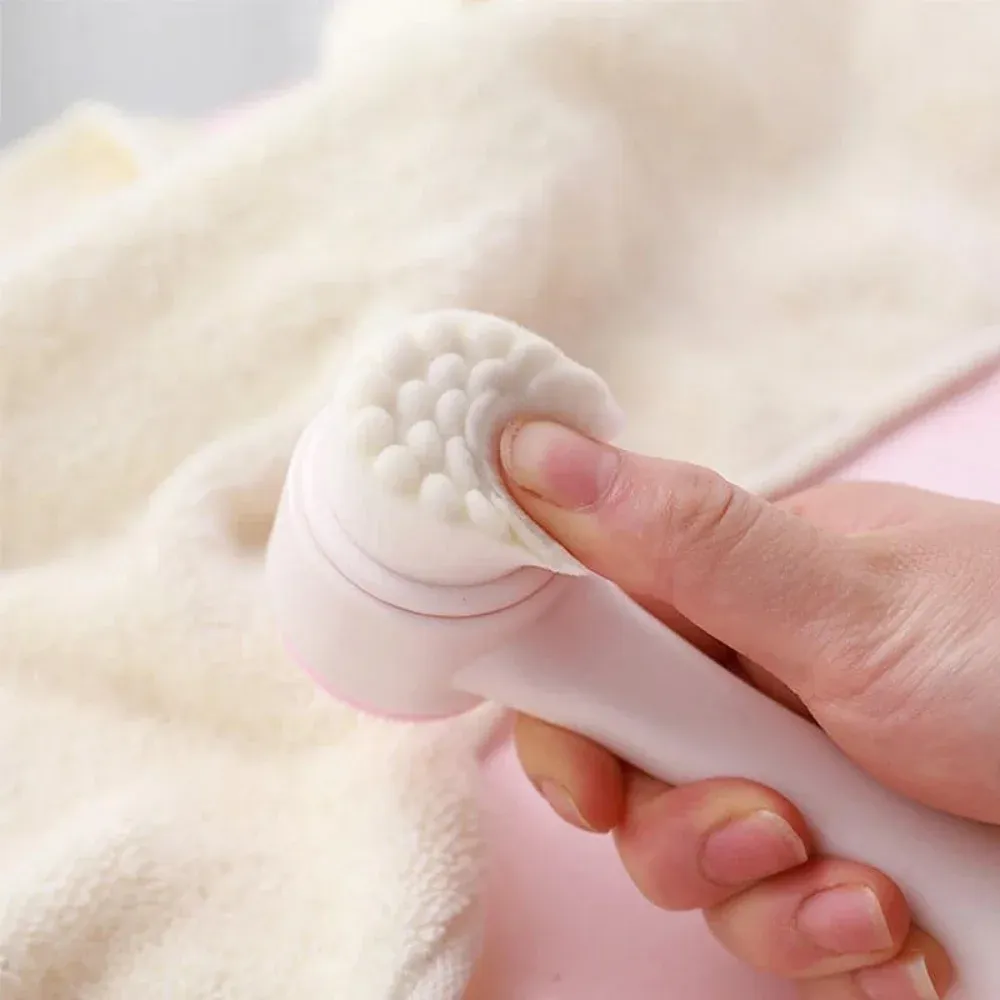 Brosse nettoyante visage 3D double face en silicone, brosse de massage manuelle à poils doux pour exfoliation 4
