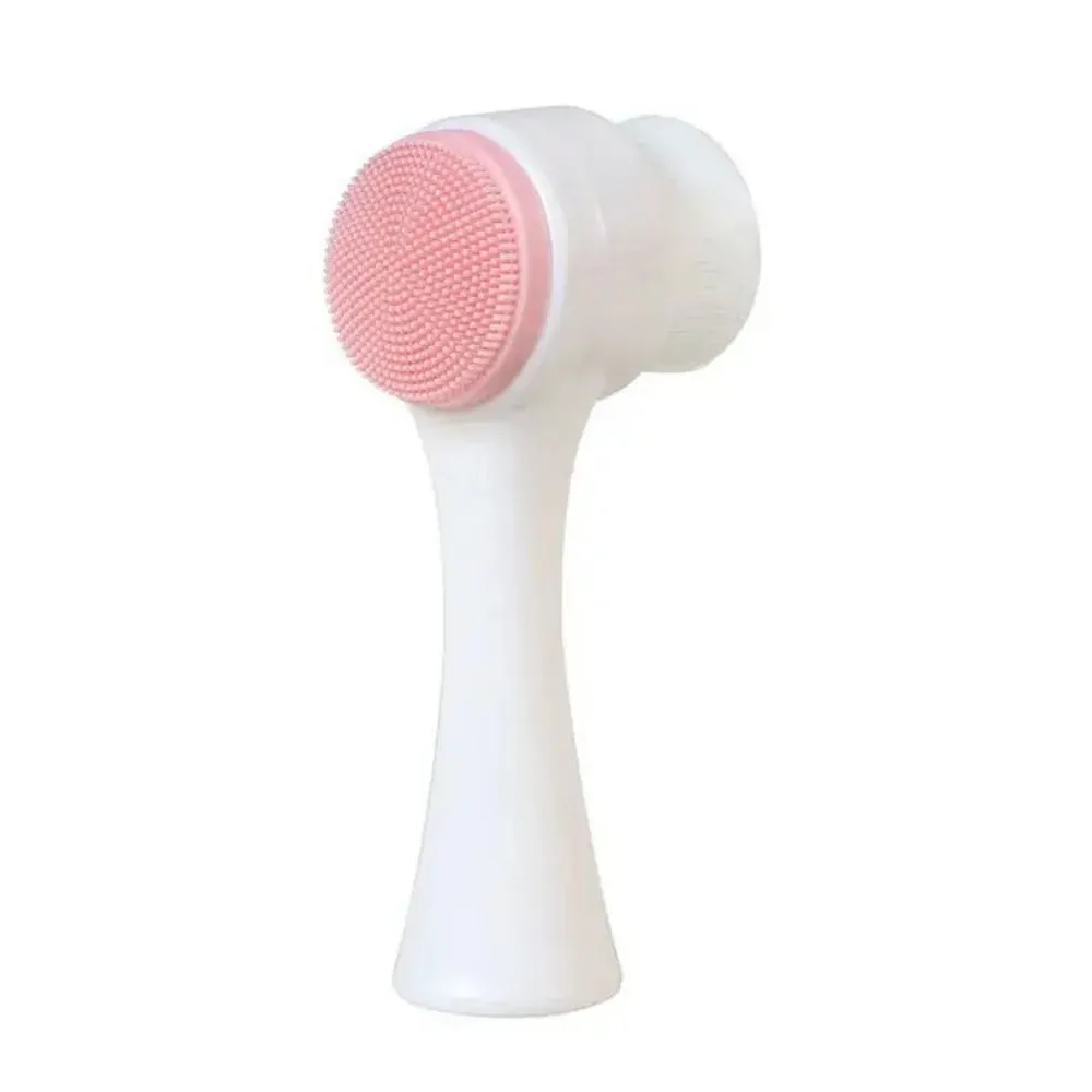Brosse nettoyante visage 3D double face en silicone, brosse de massage manuelle à poils doux pour exfoliation 8