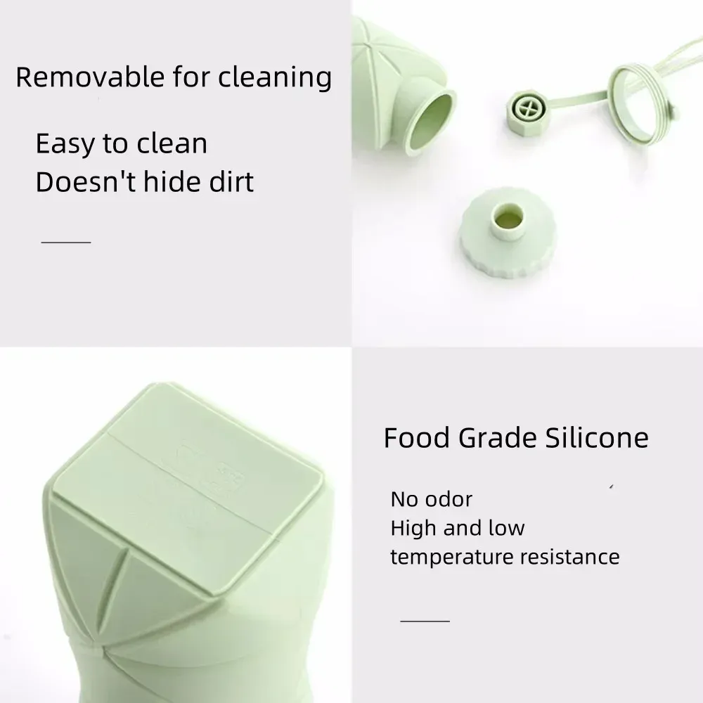 Gourde pliable en silicone 600 ml, réutilisable et étanche 5