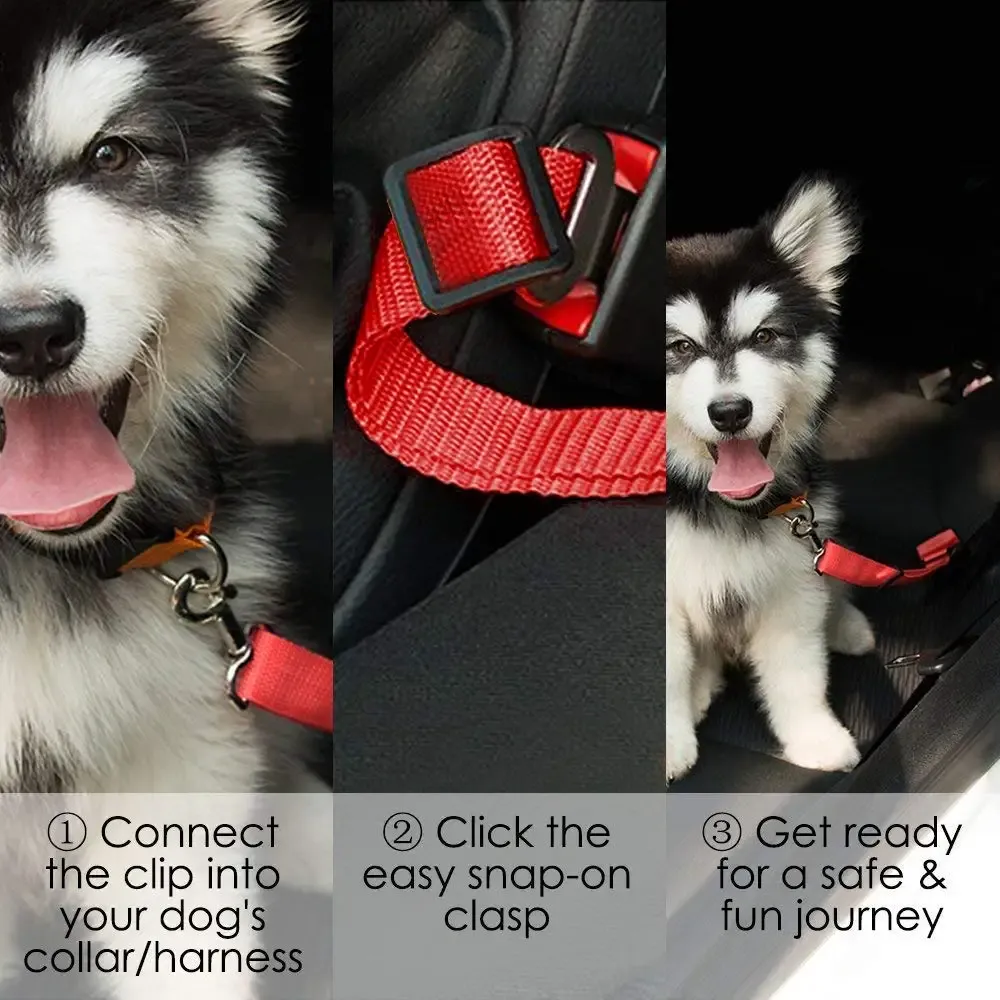 Siège auto pour chien et chat, ceinture de sécurité pour chien, harnais de sécurité en voiture robuste et amovible, accessoire de voyage pour animaux de compagnie 3