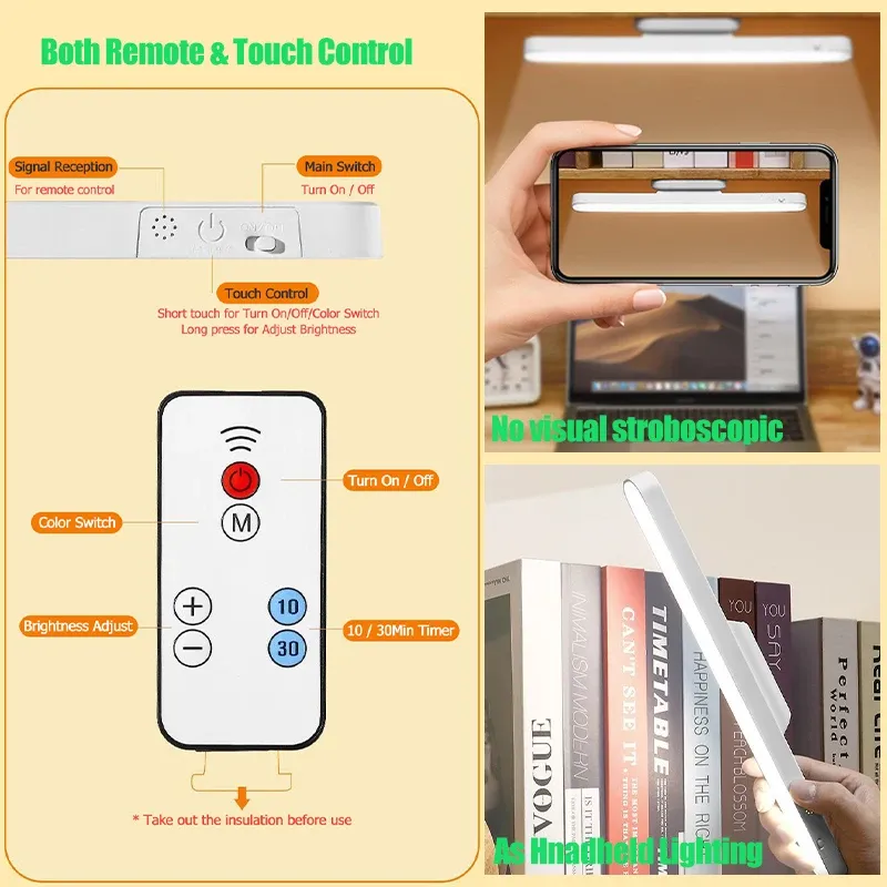 Lampe LED rechargeable à 3 teintes avec télécommande et fixation magnétique 3
