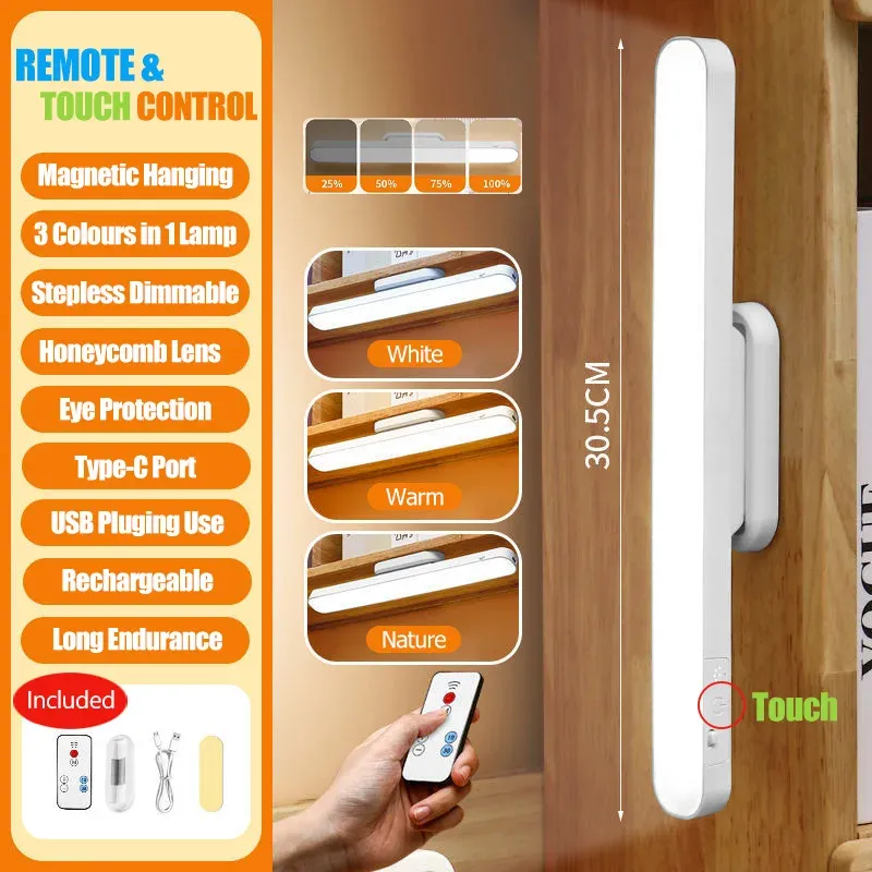 Lampe LED rechargeable à 3 teintes avec télécommande et fixation magnétique 2