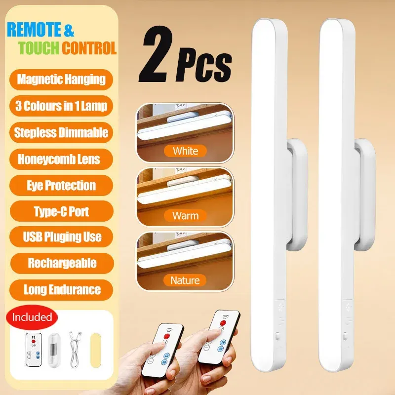 Lampe LED rechargeable à 3 teintes avec télécommande et fixation magnétique 8