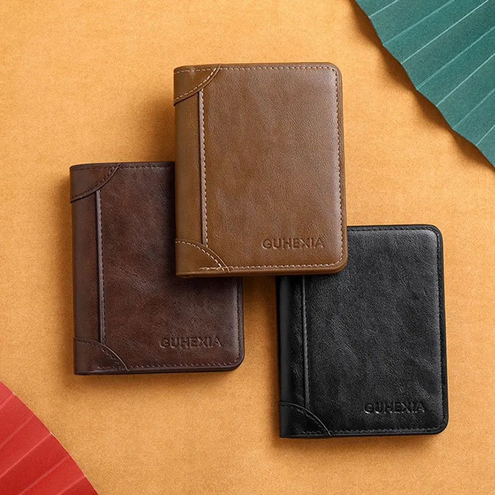Portefeuille RFID vertical en simili cuir PU pour homme, mince et minimaliste 2