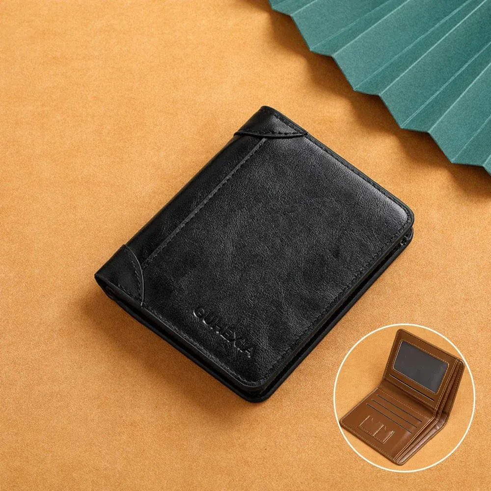 Portefeuille RFID vertical en simili cuir PU pour homme, mince et minimaliste 9