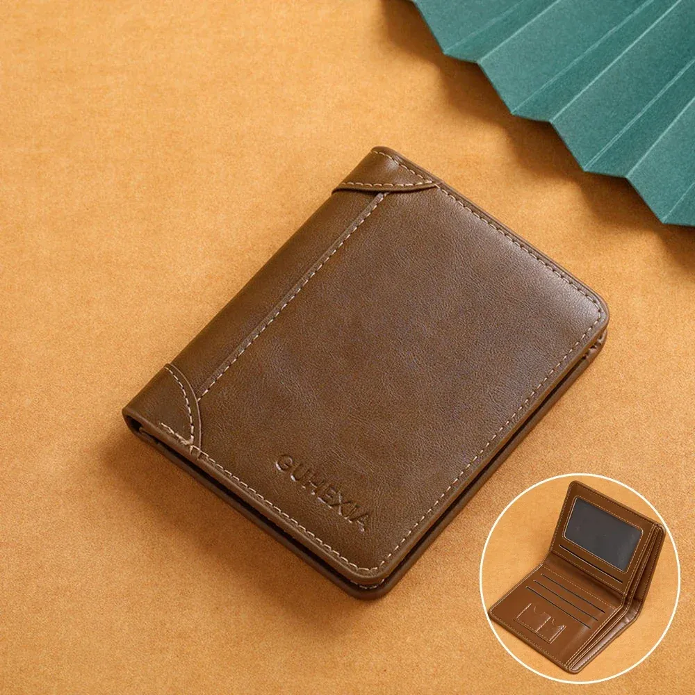 Portefeuille RFID vertical en simili cuir PU pour homme, mince et minimaliste 14