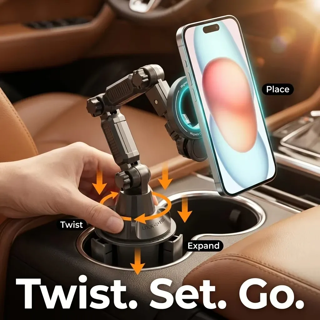 Support de téléphone magnétique pour voiture à fixation par ventouse puissante, rotation stable à 360° 2