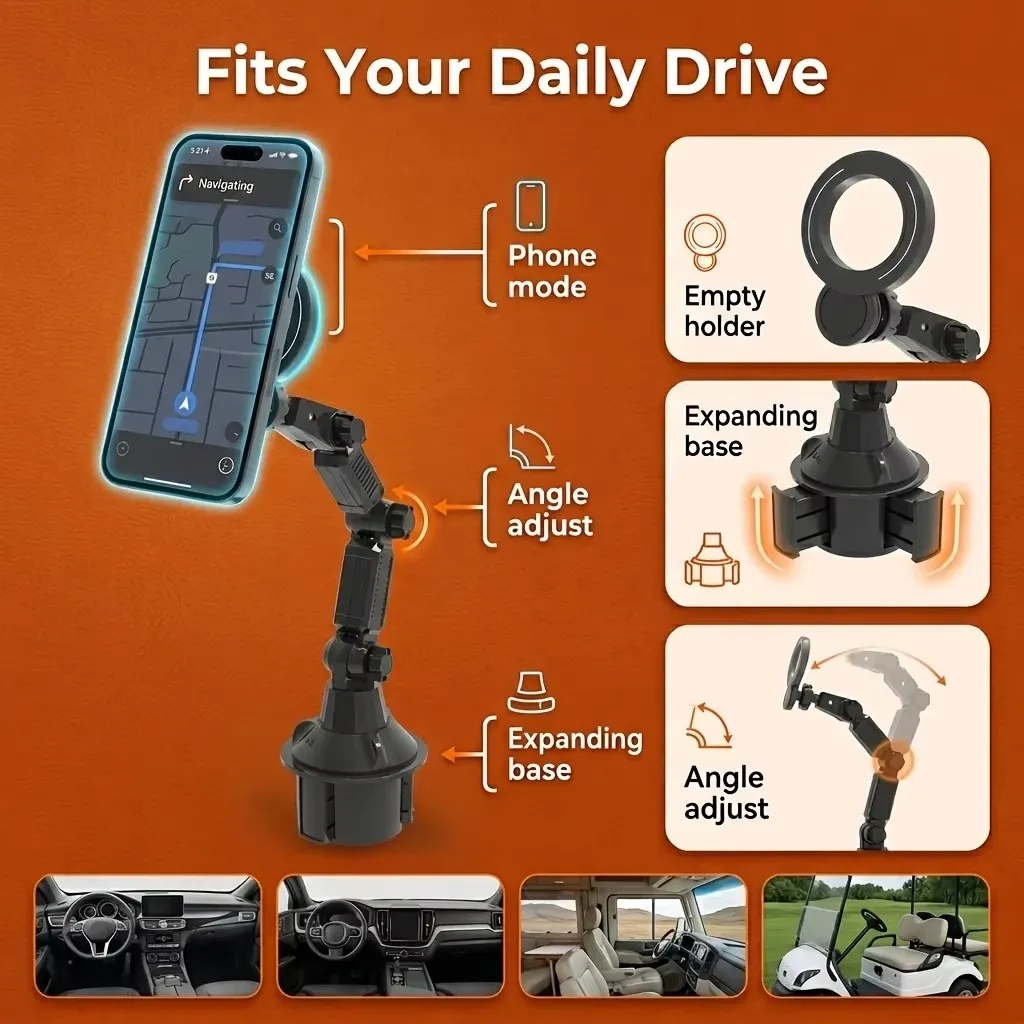 Support de téléphone magnétique pour voiture à fixation par ventouse puissante, rotation stable à 360° 4