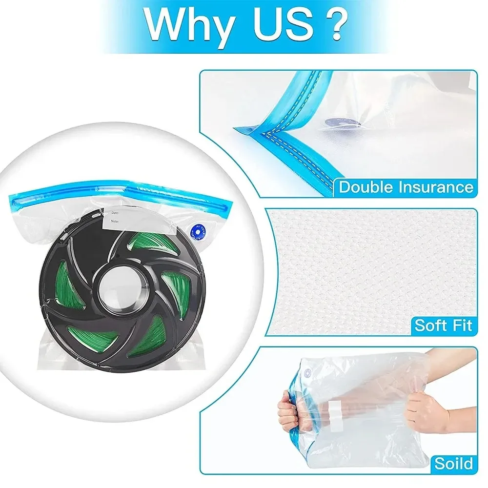 Sac de stockage pour filament 20/1 pour imprimante 3D, sac sous vide pour PLA/ABS/TPU, protection contre l'humidité pour pièces d'imprimante 3D 3