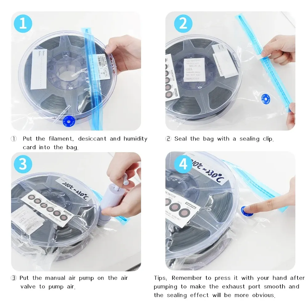 Sac de stockage pour filament 20/1 pour imprimante 3D, sac sous vide pour PLA/ABS/TPU, protection contre l'humidité pour pièces d'imprimante 3D 2