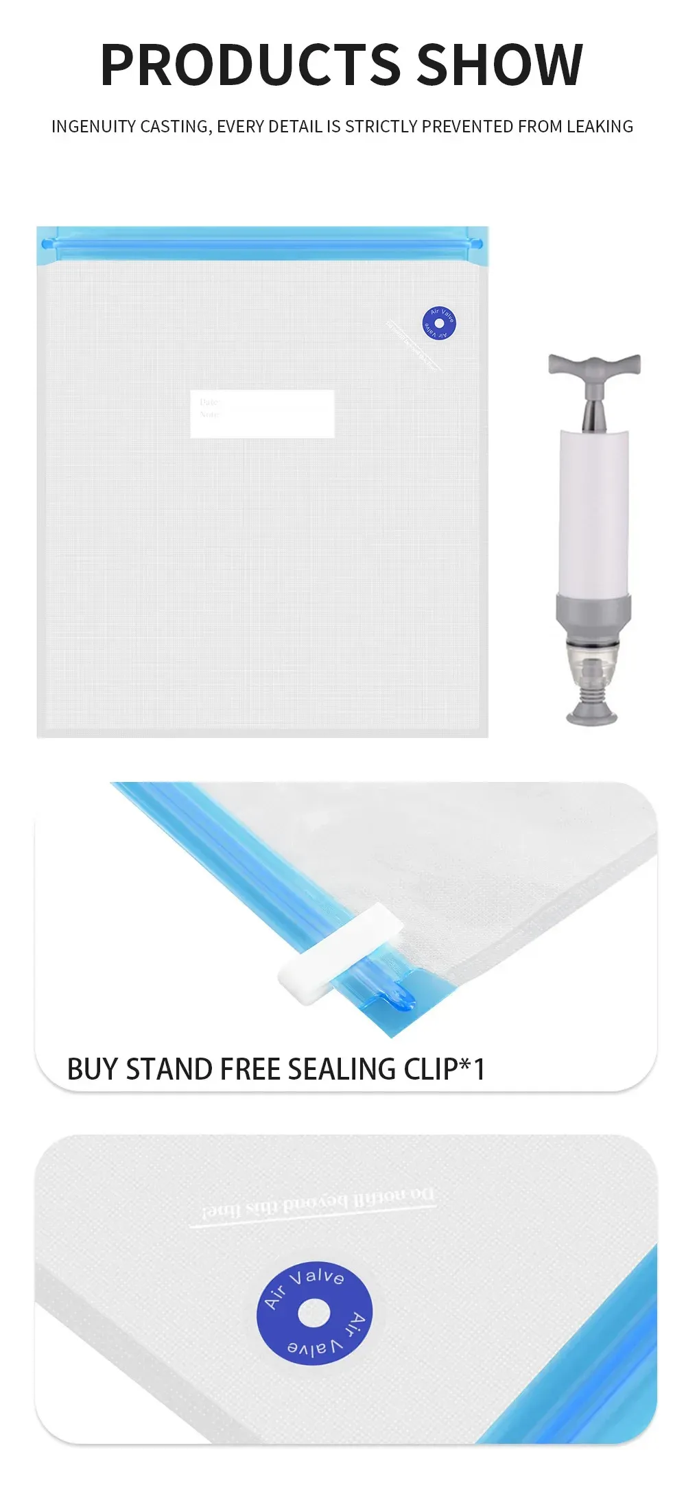 Sac de stockage sous vide pour filaments, vue détaillée