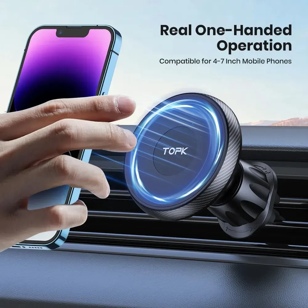 Support magnétique avec téléphone fixé