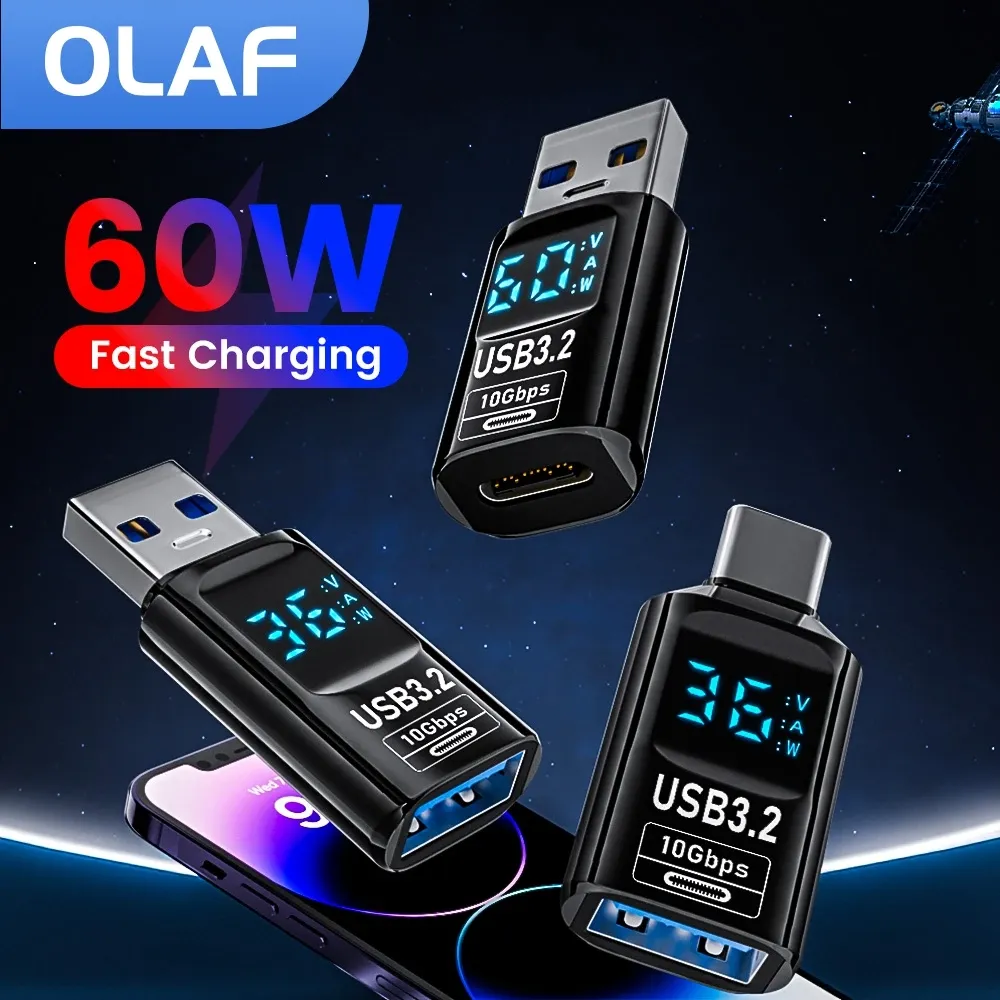 Adaptateur USB-C vers USB 3.2 10 Gbit/s, convertisseur mâle vers femelle, charge rapide et transfert de données pour ordinateur portable