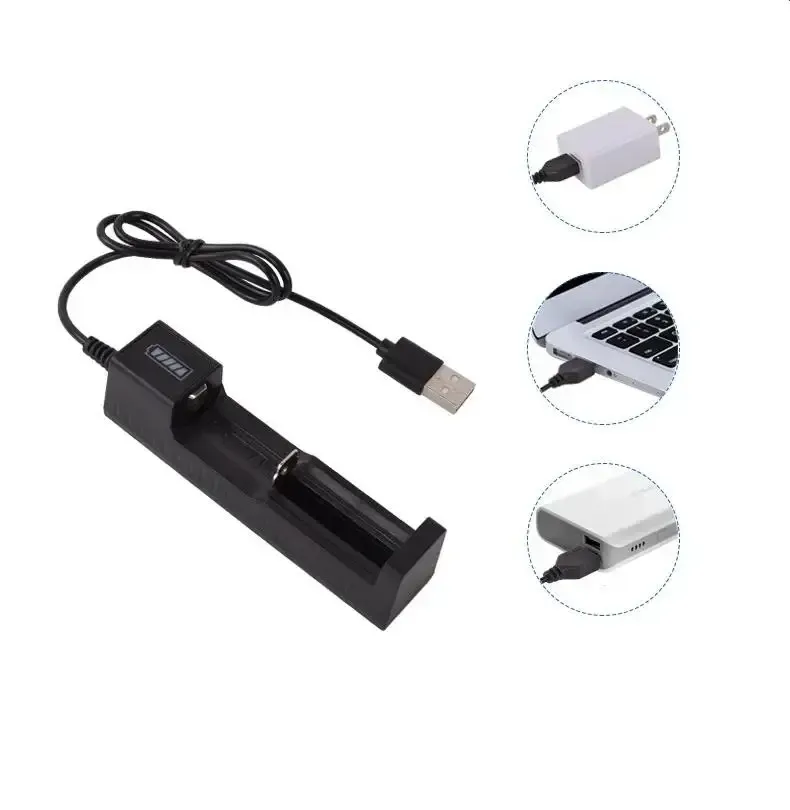 Adaptateur de chargeur USB universel pour batterie, 1 emplacement, 3,7 V, intelligent, pour batteries Li-ion rechargeables 18650, 26650 et 14500 2