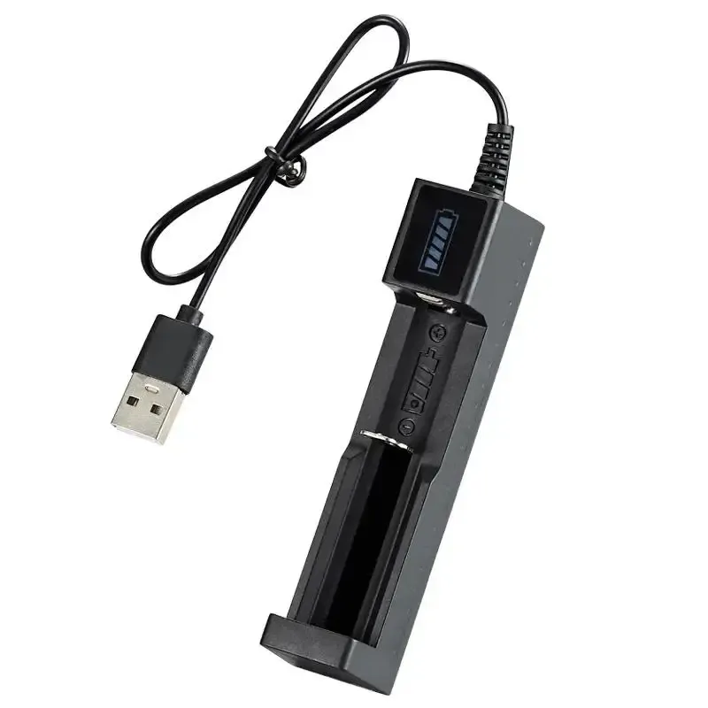 Adaptateur de chargeur USB universel pour batterie, 1 emplacement, 3,7 V, intelligent, pour batteries Li-ion rechargeables 18650, 26650 et 14500 4