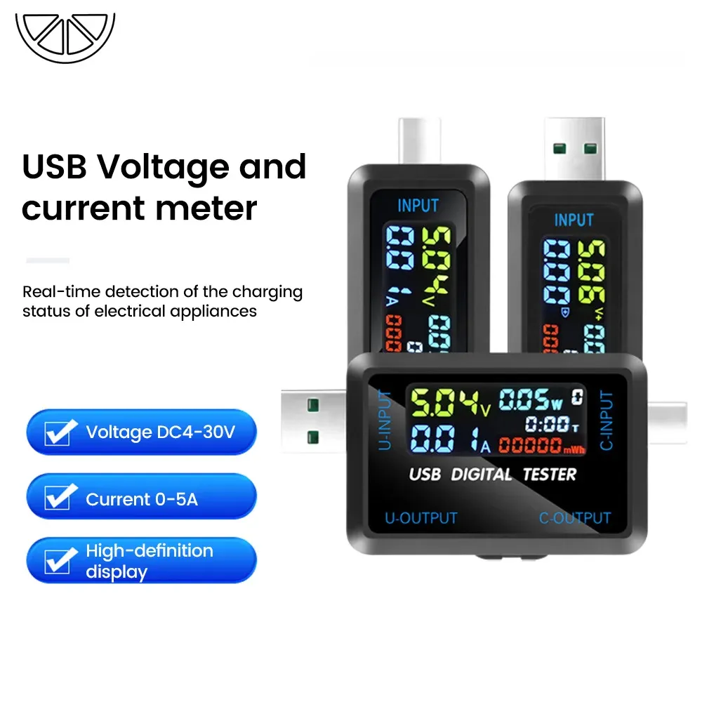 Testeur de charge rapide 10 en 1 USB 4,5-36 V, 0-8 A, voltmètre et ampèremètre, détecteur de tension et de courant, indicateur de chargeur de batterie externe 2