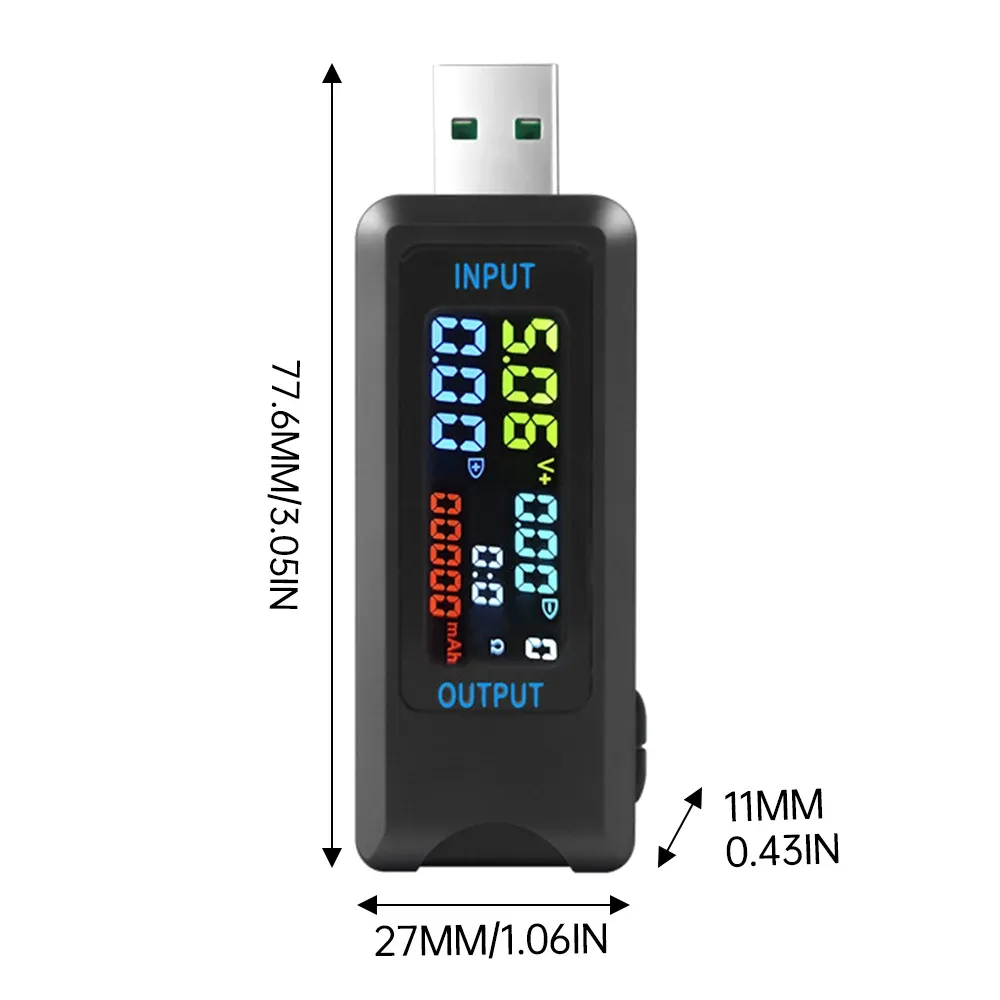 Testeur de charge rapide 10 en 1 USB 4,5-36 V, 0-8 A, voltmètre et ampèremètre, détecteur de tension et de courant, indicateur de chargeur de batterie externe 7