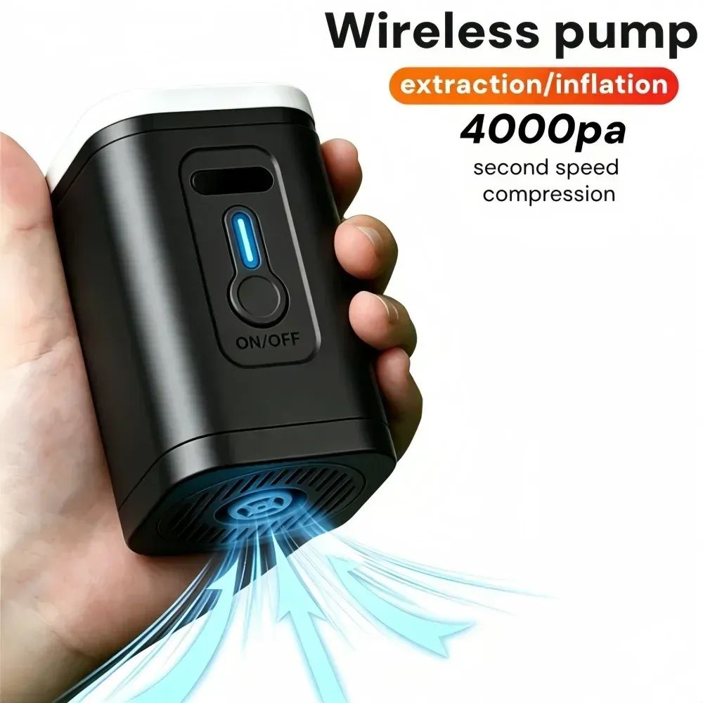 Mini pompe à air portable sans fil, pompe à vide électrique pour gonfler et dégonfler flotteurs de piscine, matelas pneumatiques et sacs de rangement sous vide - Image 1