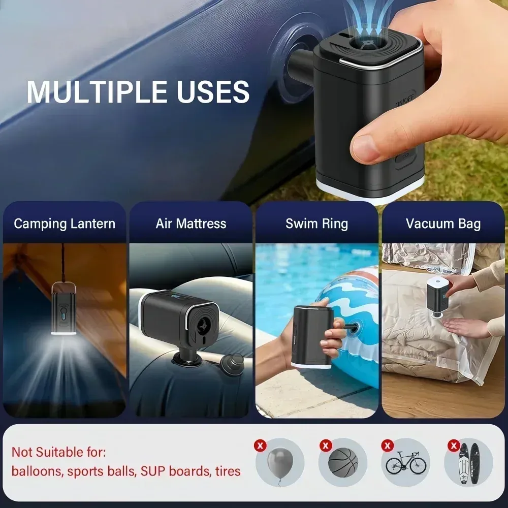 Mini pompe à air portable sans fil, pompe à vide électrique pour gonfler et dégonfler flotteurs de piscine, matelas pneumatiques et sacs de rangement sous vide 2